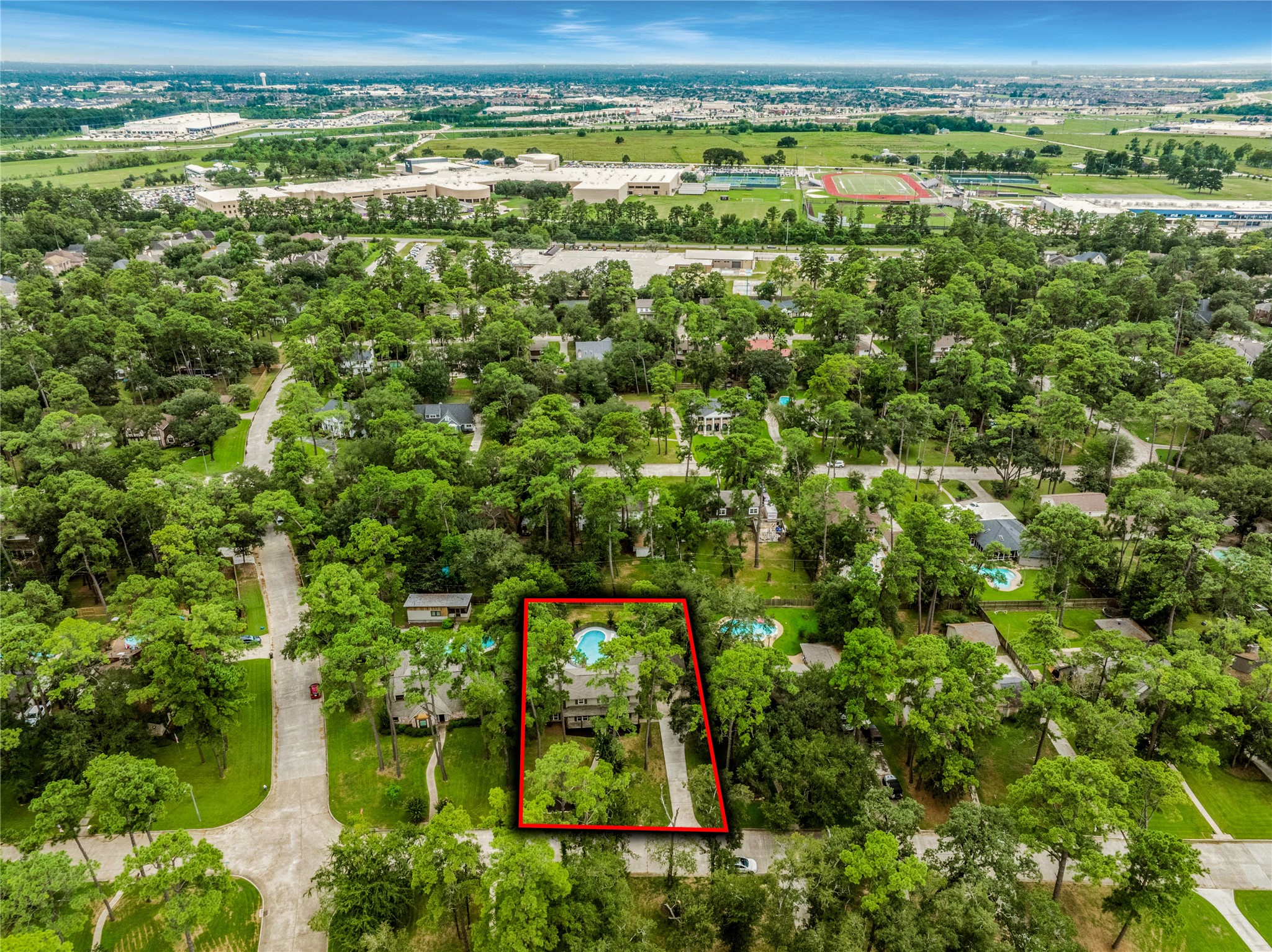 6407 Craigway Road Spring, TX 77389 - Photo 35 of 47 Aerial view showcases the mature trees and established streetscapes that define Northampton, along with the generous lot sizes that give the neighborhood its distinctive character.