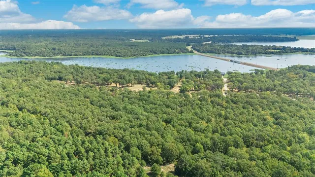 a view of a lake from a yard