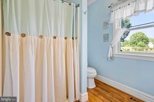 a bathroom with a toilet and a window