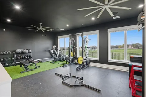 a view of a room with gym equipment
