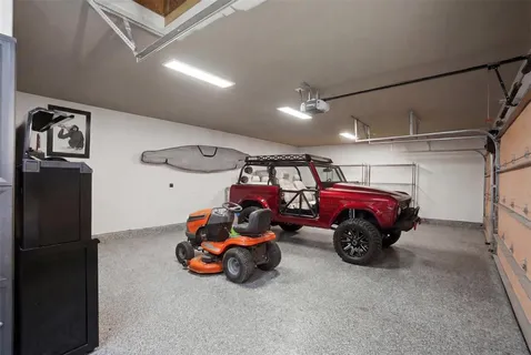 a car parked in a garage