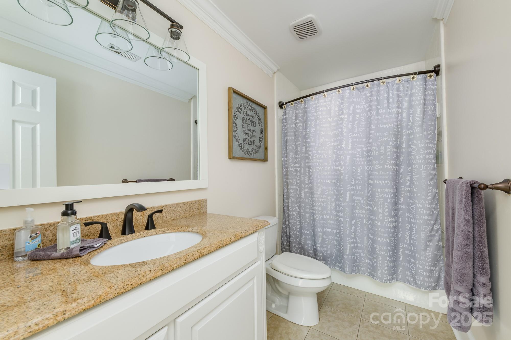 5300 Green Rea Road Charlotte, NC 28226 - Photo 31 of 42 a bathroom with a granite countertop sink and a mirror