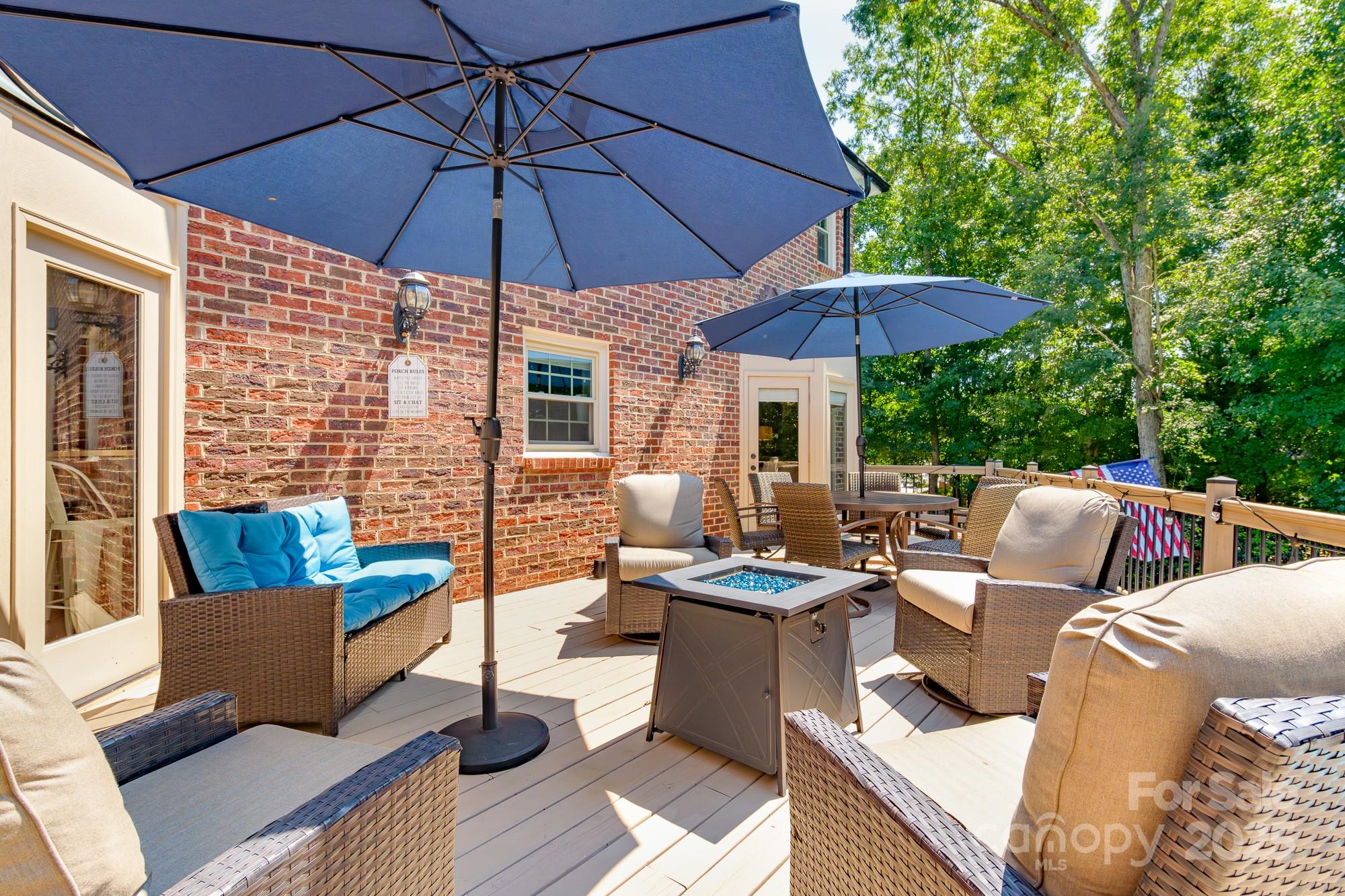 5300 Green Rea Road Charlotte, NC 28226 - Photo 36 of 42 a patio with patio a table and chairs under an umbrella