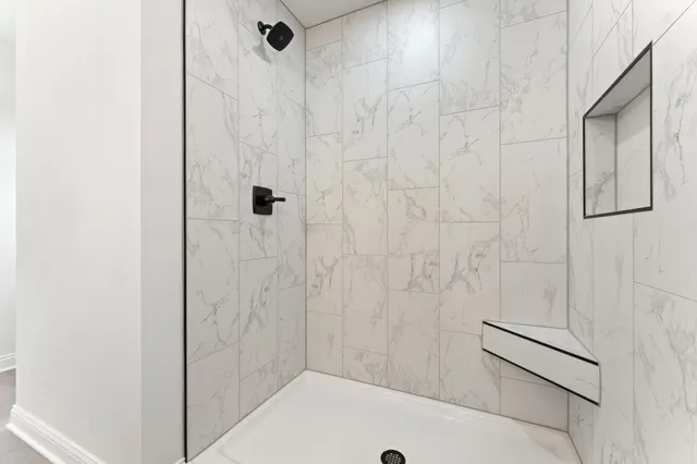 a view of an empty walk in closet