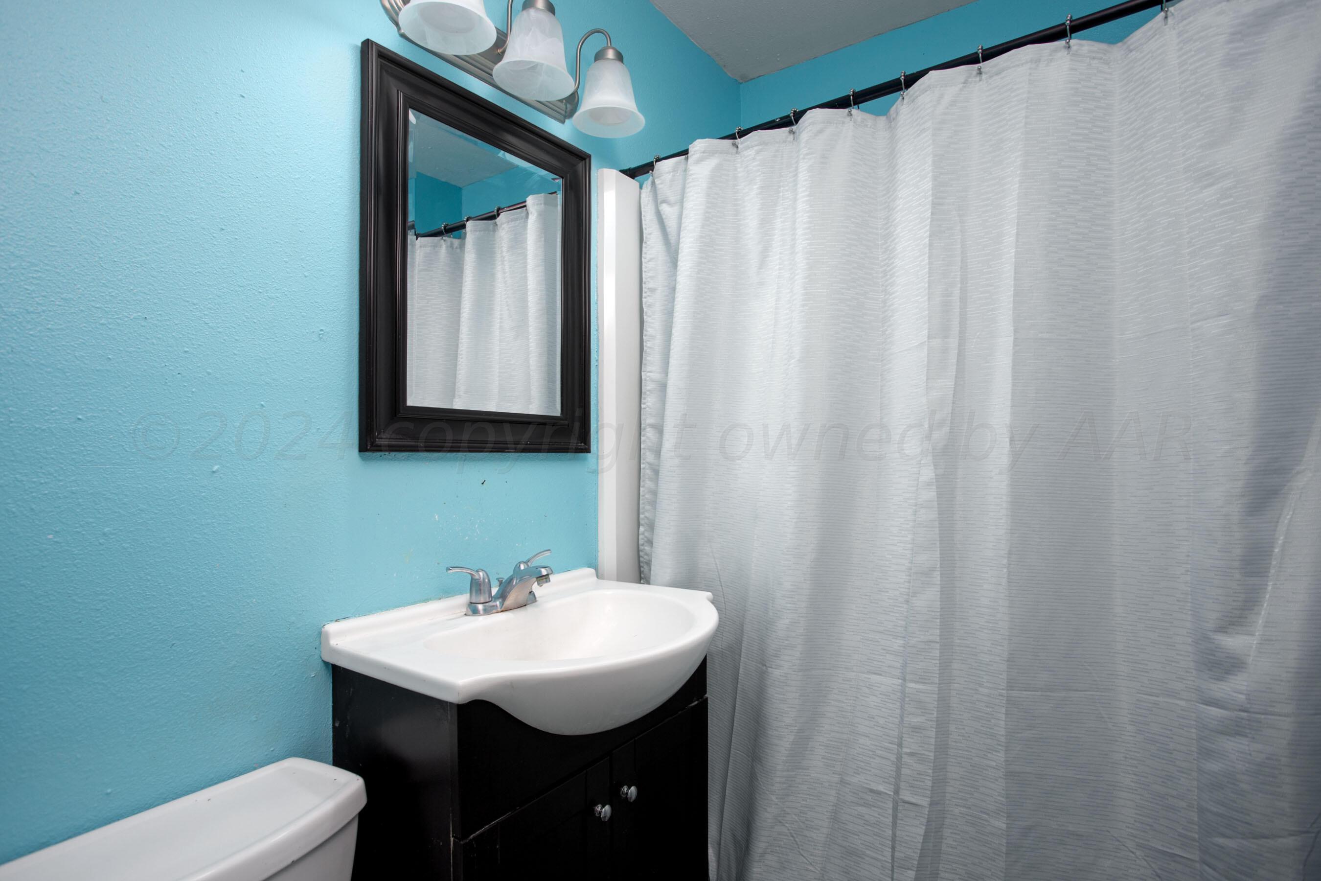 4205 South Ong Street Amarillo, TX 79110 - Photo 18 of 25 a bathroom with a sink a toilet and a mirror