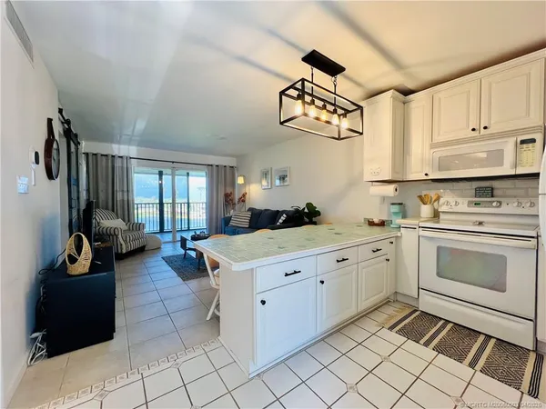 a kitchen with a cabinets and counter space
