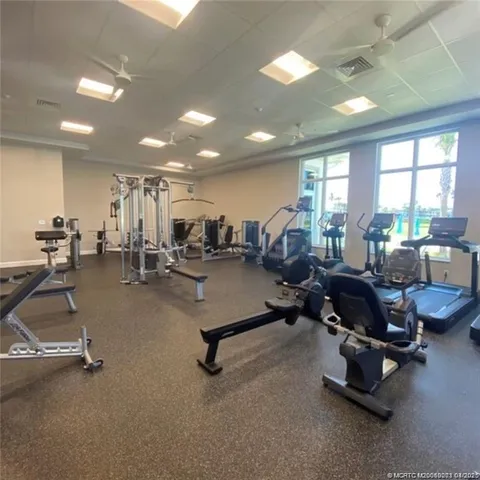 a room with gym equipment