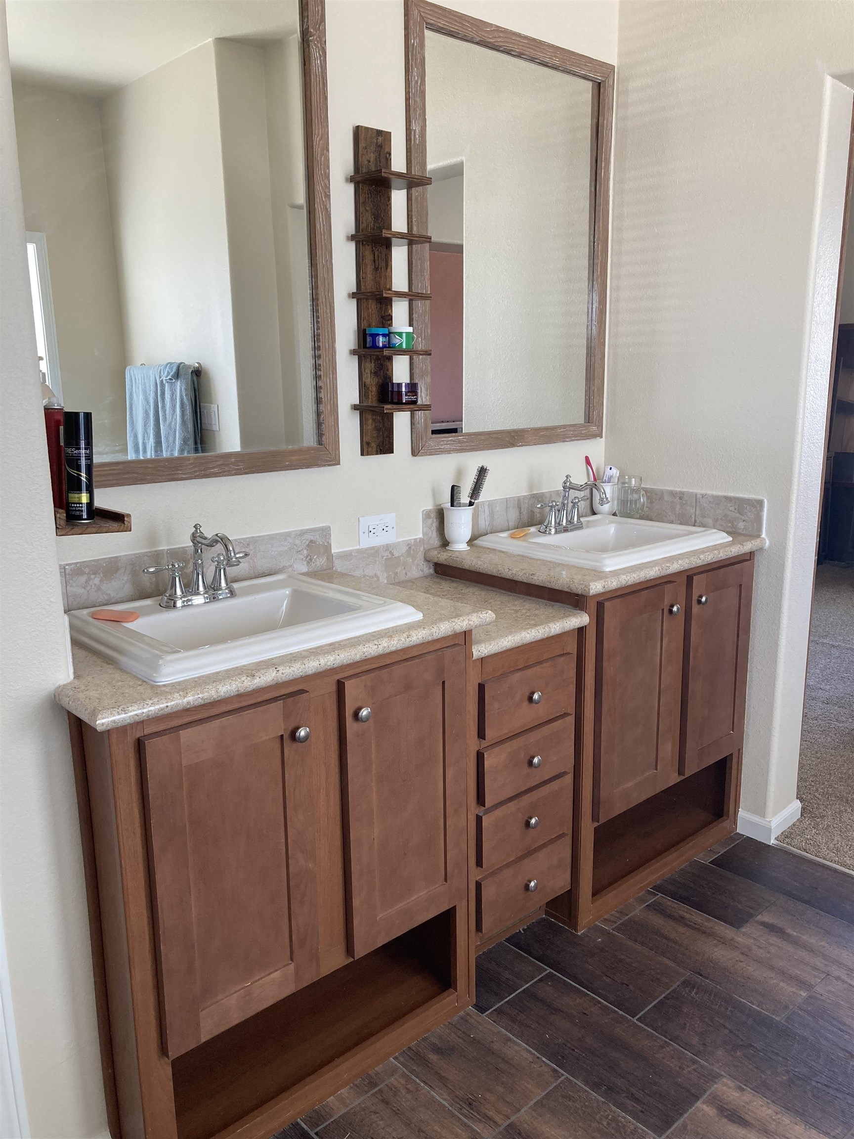 2413 1300th Road Delta, CO 81416 - Photo 17 of 35 a bathroom with a granite countertop double vanity sink and mirror