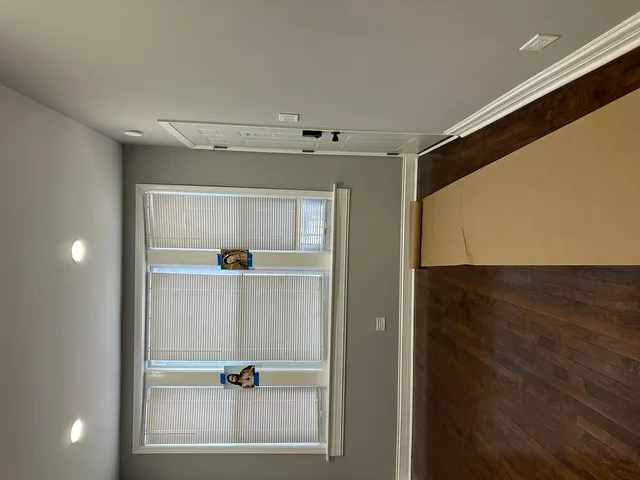 a view of dining room with wooden floor