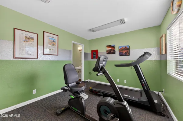 a view of a room with gym equipment