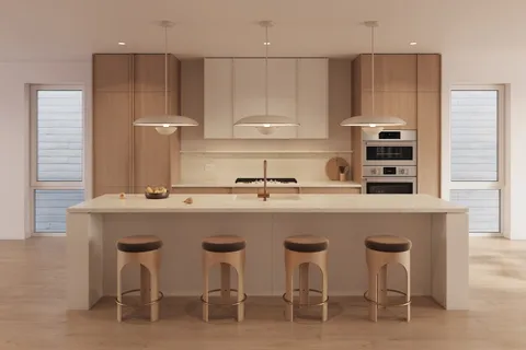 a kitchen with stainless steel appliances granite countertop a sink and a refrigerator