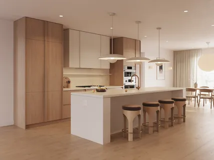 a kitchen that has a lot of cabinets in it with stainless steel appliances granite countertop a refrigerator and a stove top oven