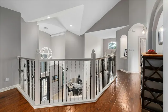 a view of a hallway view with staircase