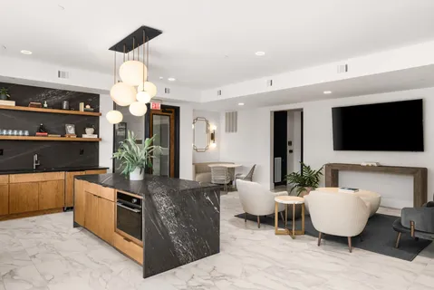 a living room with furniture