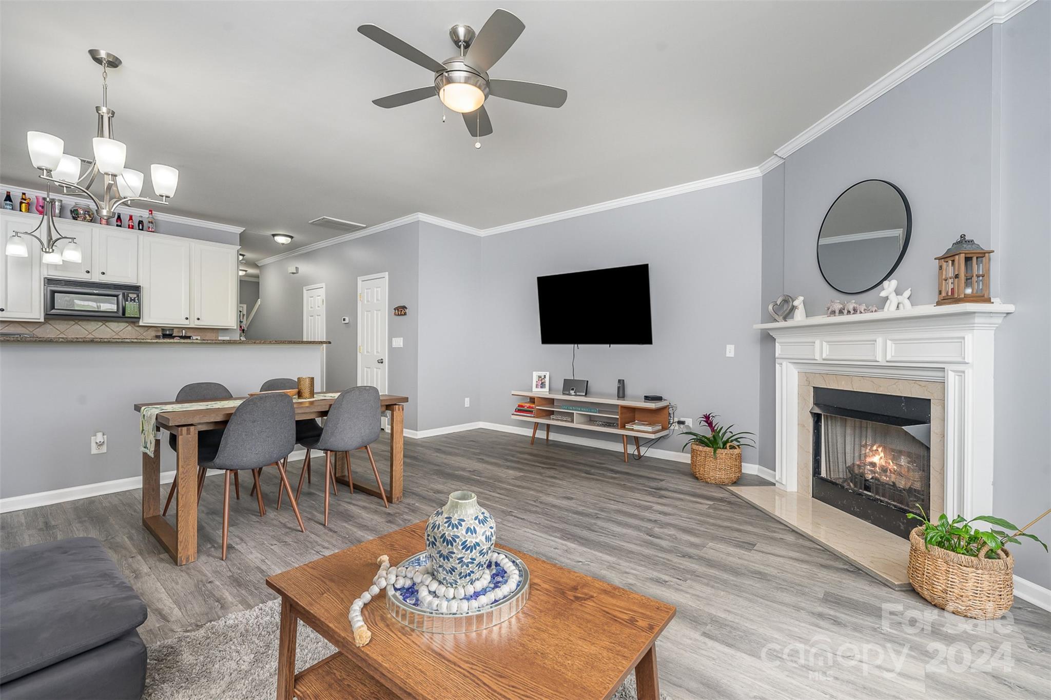 1308 Smokey Quartz Lane Fort Mill, SC 29708 - Photo 6 of 24 a living room with furniture a fireplace and a flat screen tv