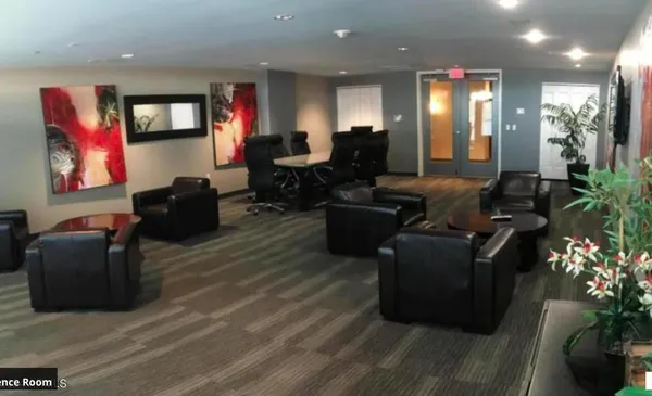 a living room with furniture