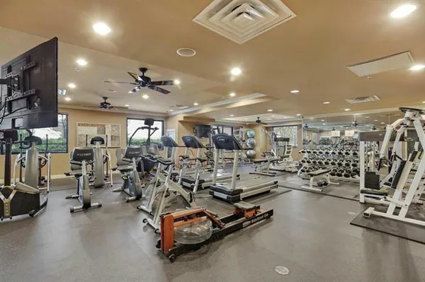 a view of a room with gym equipment