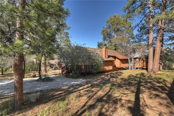a view of a yard with a tree