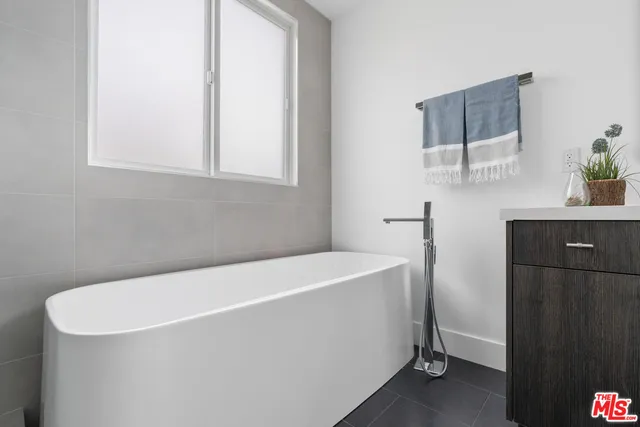 a bathroom with a bathtub