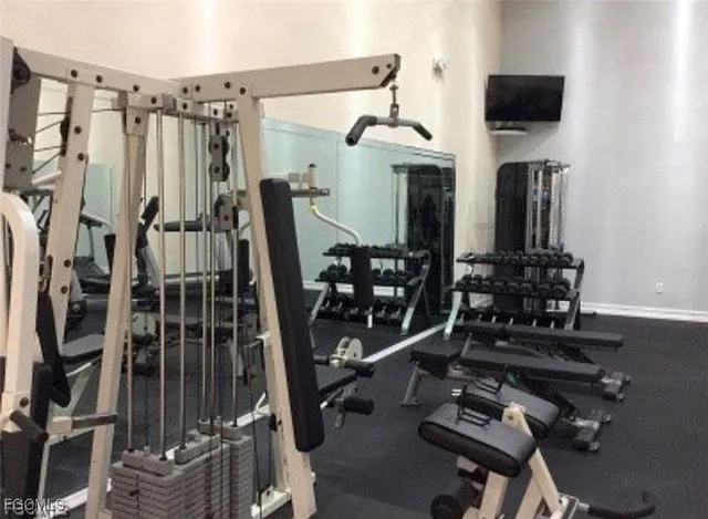 a view of a room with gym equipment