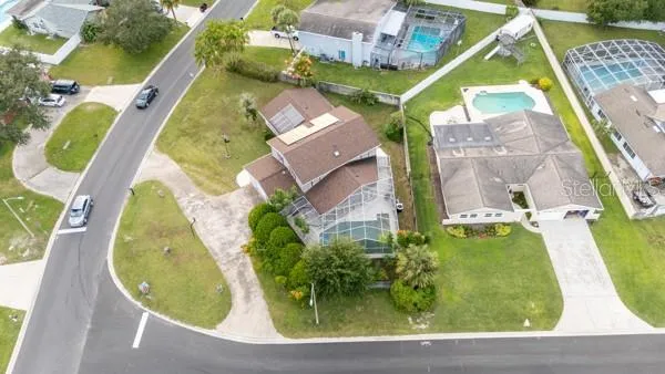 an aerial view of a house