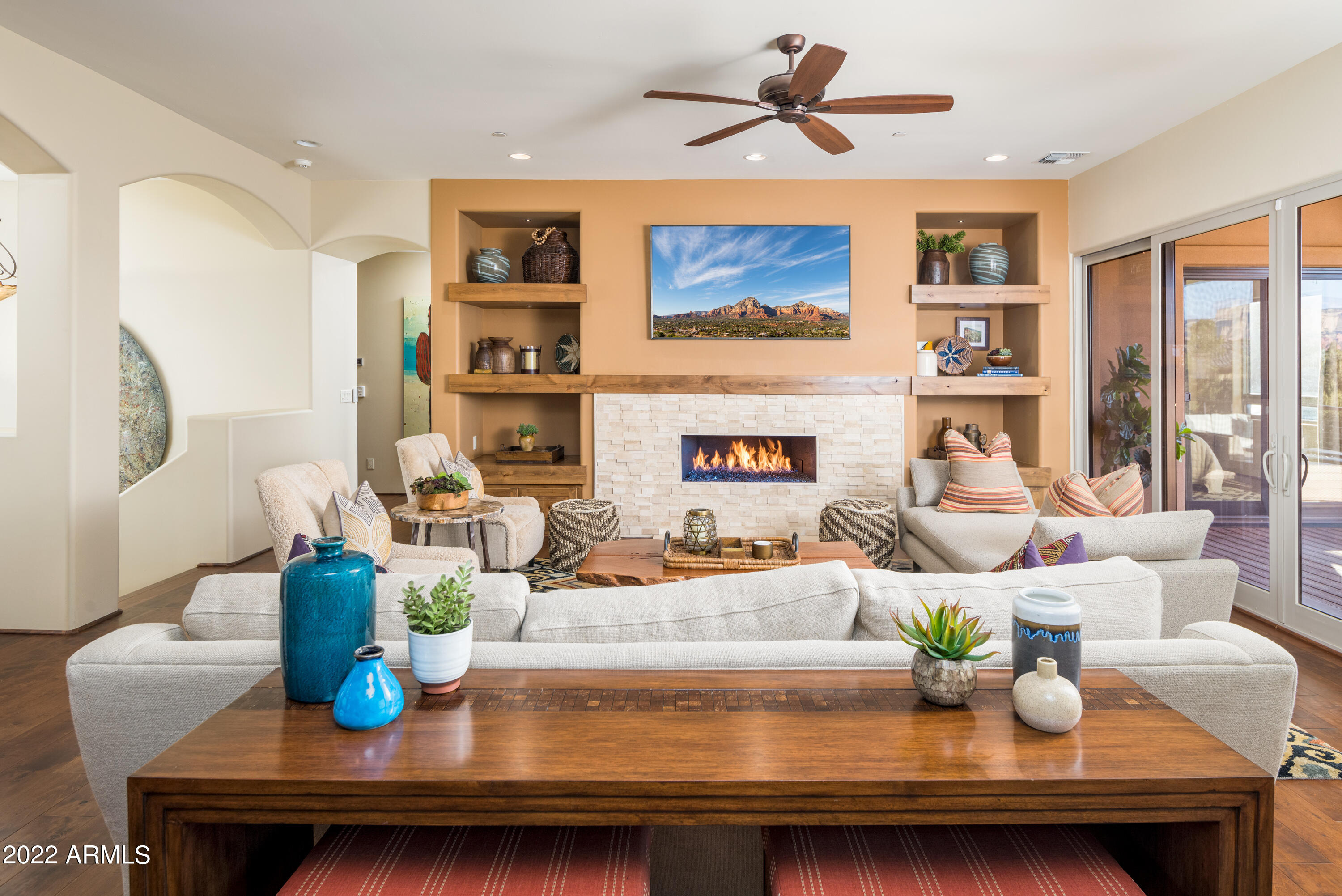150 Rimstone Circle Sedona, AZ 86336 - Photo 9 of 35 Purposefully Positioned Gas Fireplace