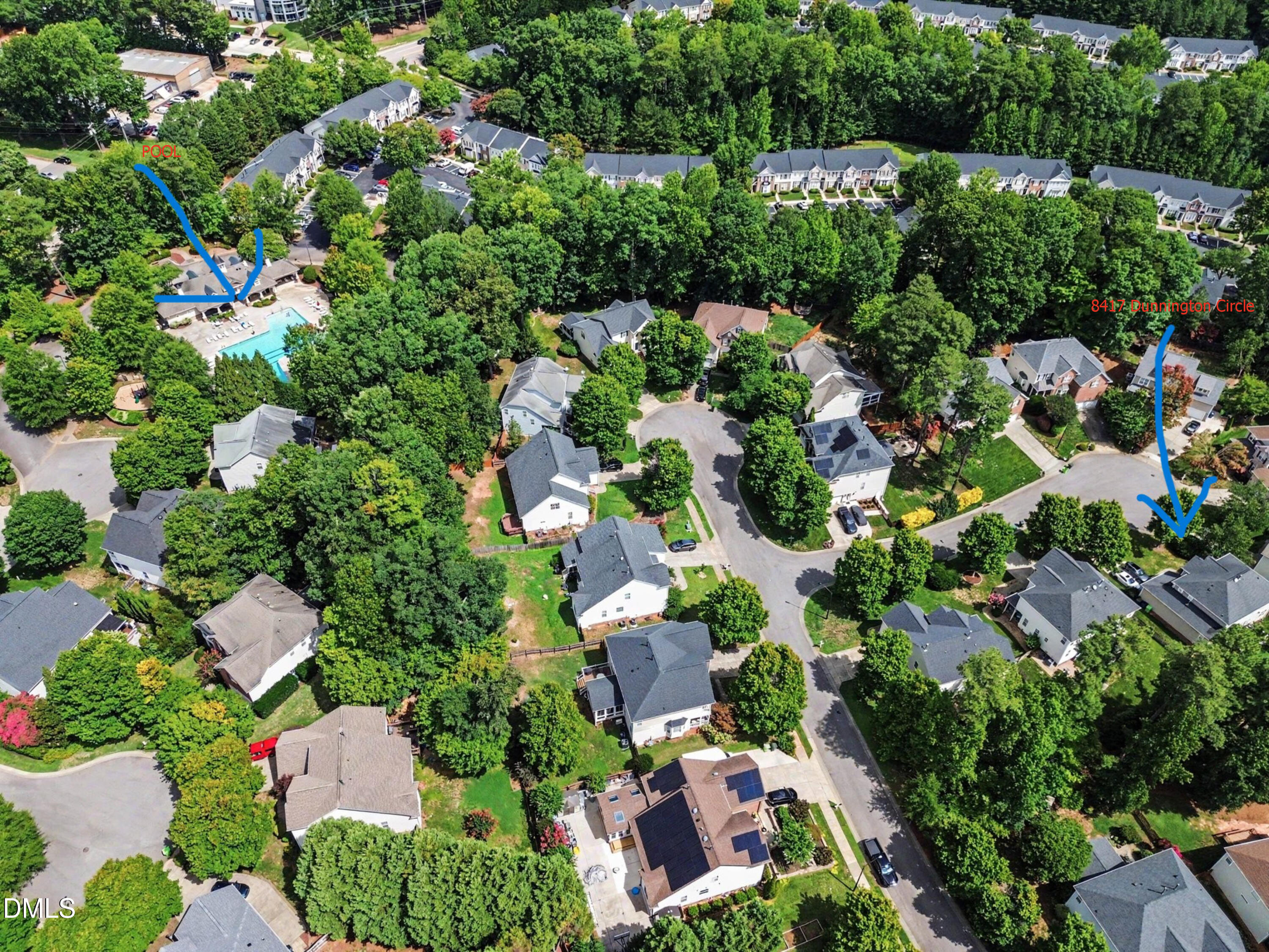 8417 Dunnington Circle Raleigh, NC 27613 - Photo 36 of 40 Ariel showing pool(1)