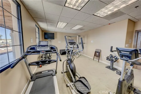 a view of a room with gym equipment