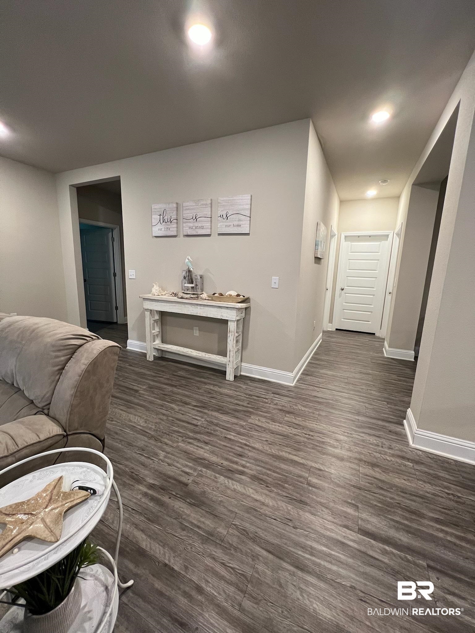3904 Conrad Court Gulf Shores, AL 36542 - Photo 5 of 24 Living room featuring dark hardwood / wood-style floors
