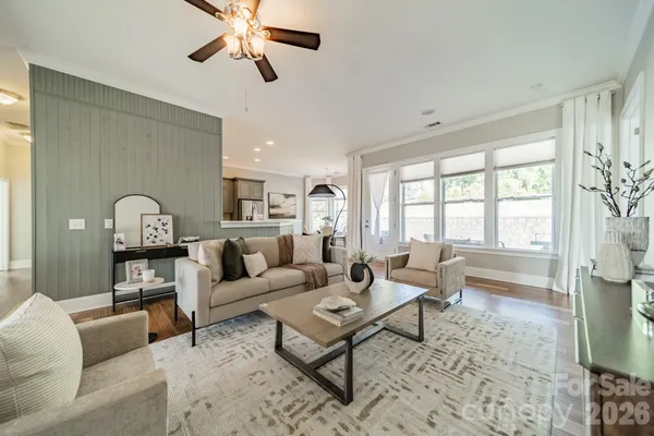 a living room with furniture
