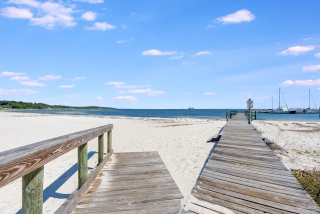 a view of wooden floor with a lake