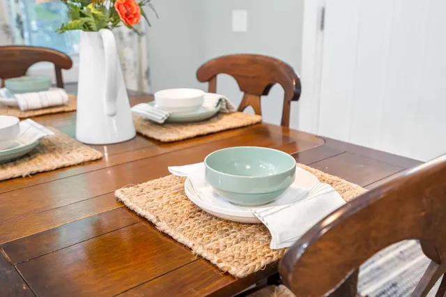 a close view of dining table
