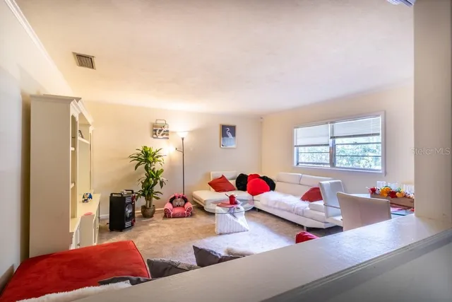 a living room with furniture and window