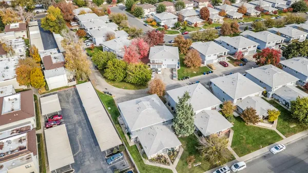 an aerial view of a house