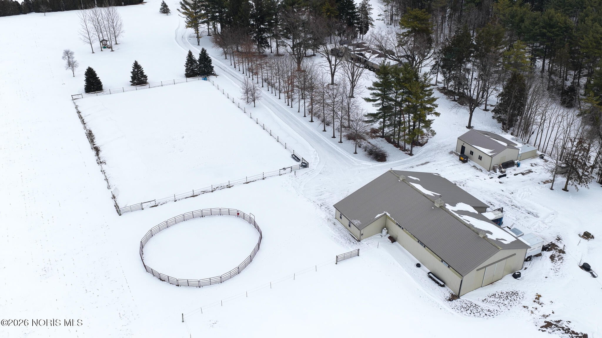 26654 Elliott Road Defiance, OH 43512 - Photo 39 of 56 Aerial of Horse Barn and Pasture one