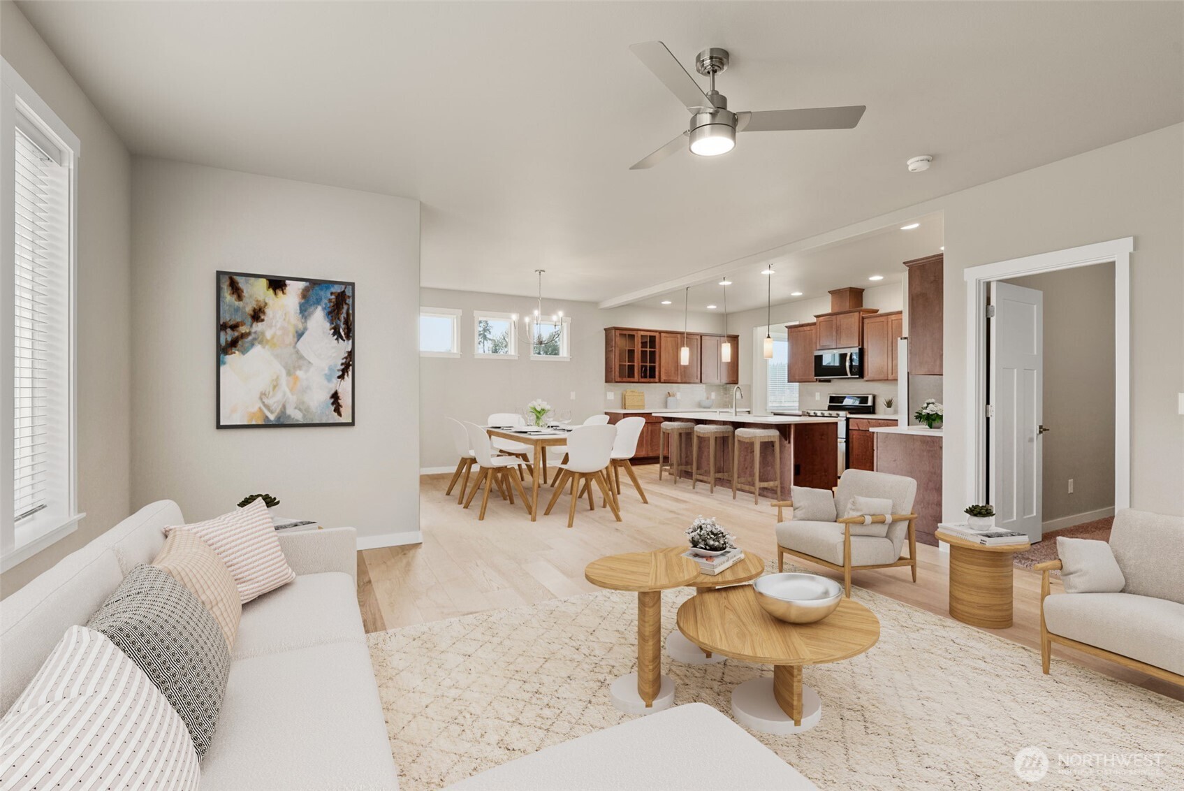 7308 Jenner Street Southwest Tumwater, WA 98512 - Photo 4 of 40 a living room with furniture and kitchen view