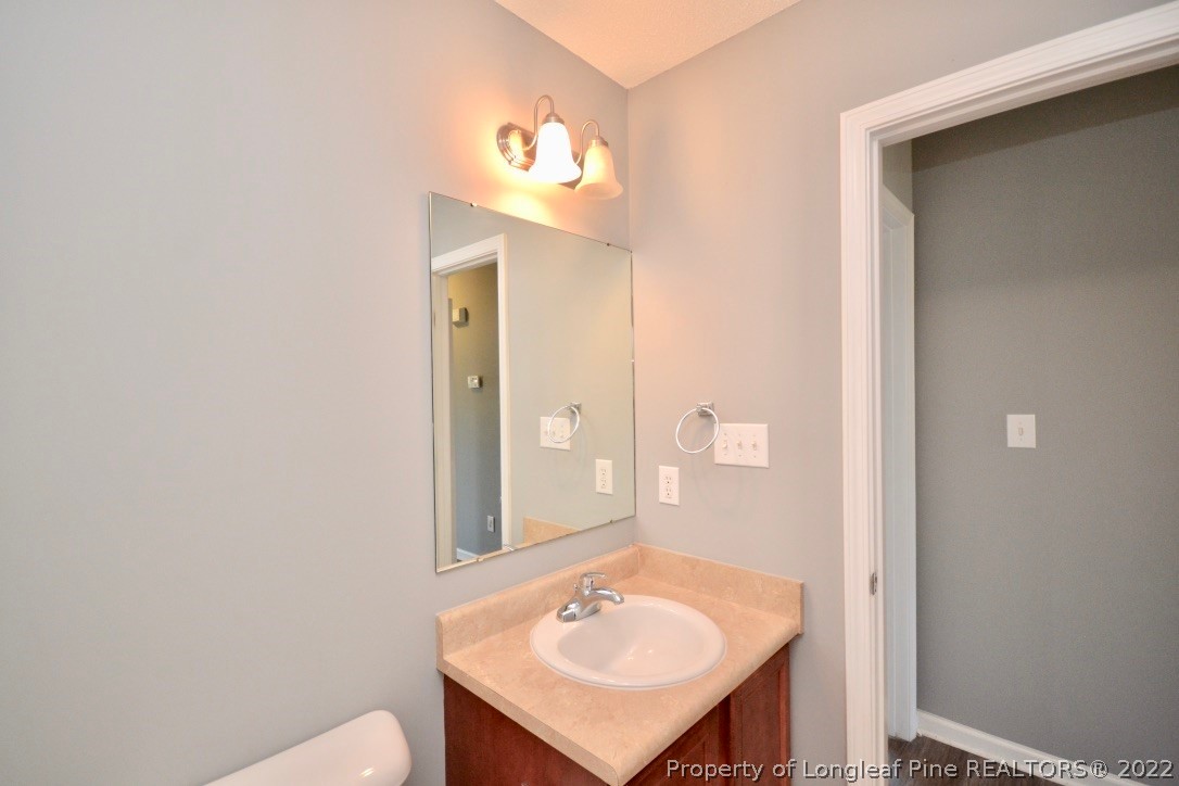 2330 Chasewater Road Fayetteville, NC 28306 - Photo 19 of 44 a bathroom with a sink vanity and a mirror
