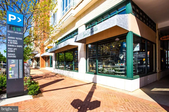 a view of a brick building with a large window