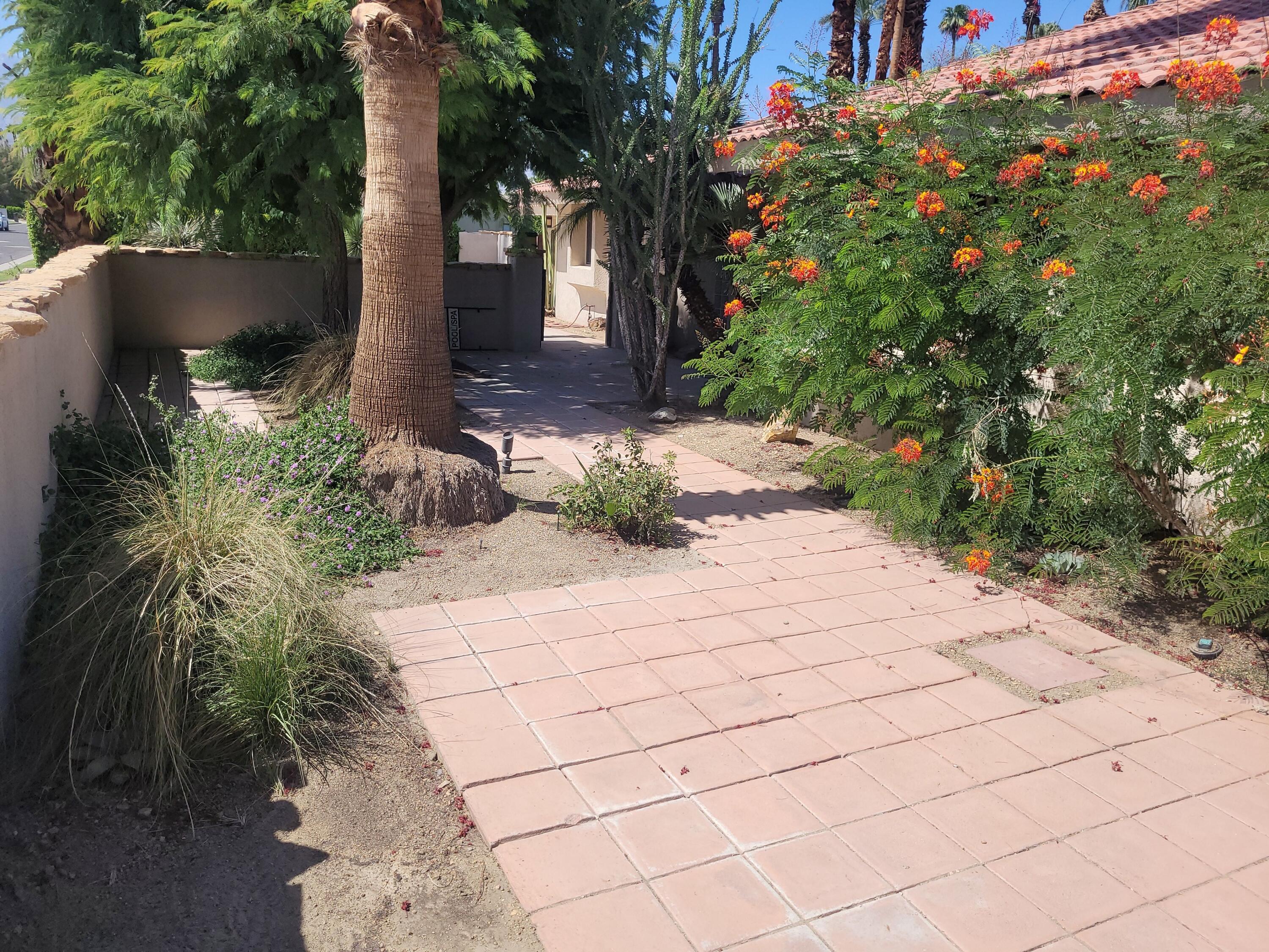 70380 Chappel Road Rancho Mirage, CA 92270 - Photo 10 of 30 a view of a pathway with a flower garden