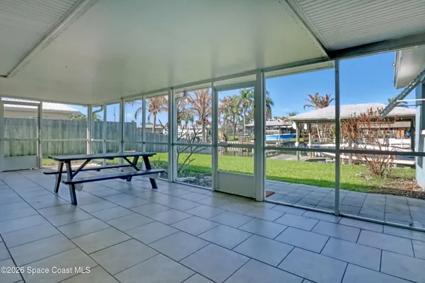 a building outdoor space with patio furniture