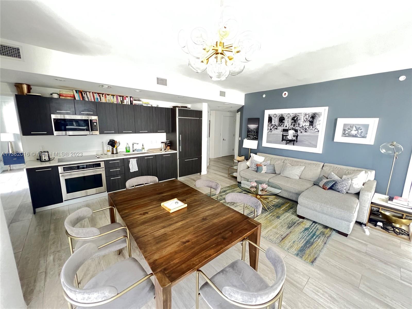 45 Southwest 9th Street, Unit 1908 Miami, FL 33130 - Photo 21 of 51 a living room with furniture and kitchen view