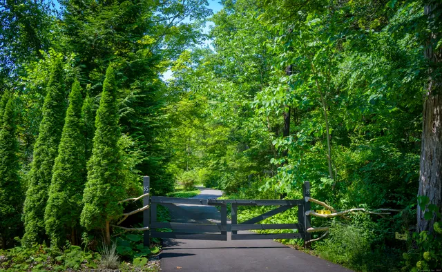 a backyard of a house with lots of green space