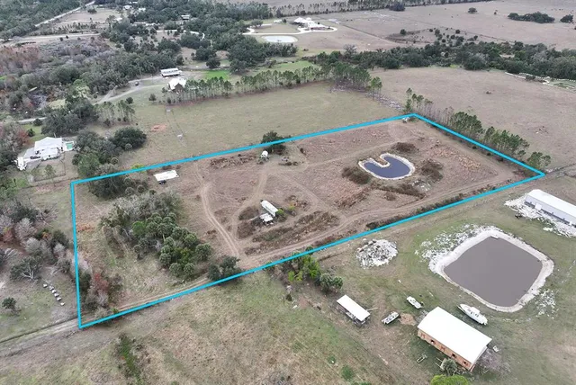 an aerial view of a house