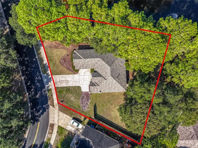 an aerial view of a house