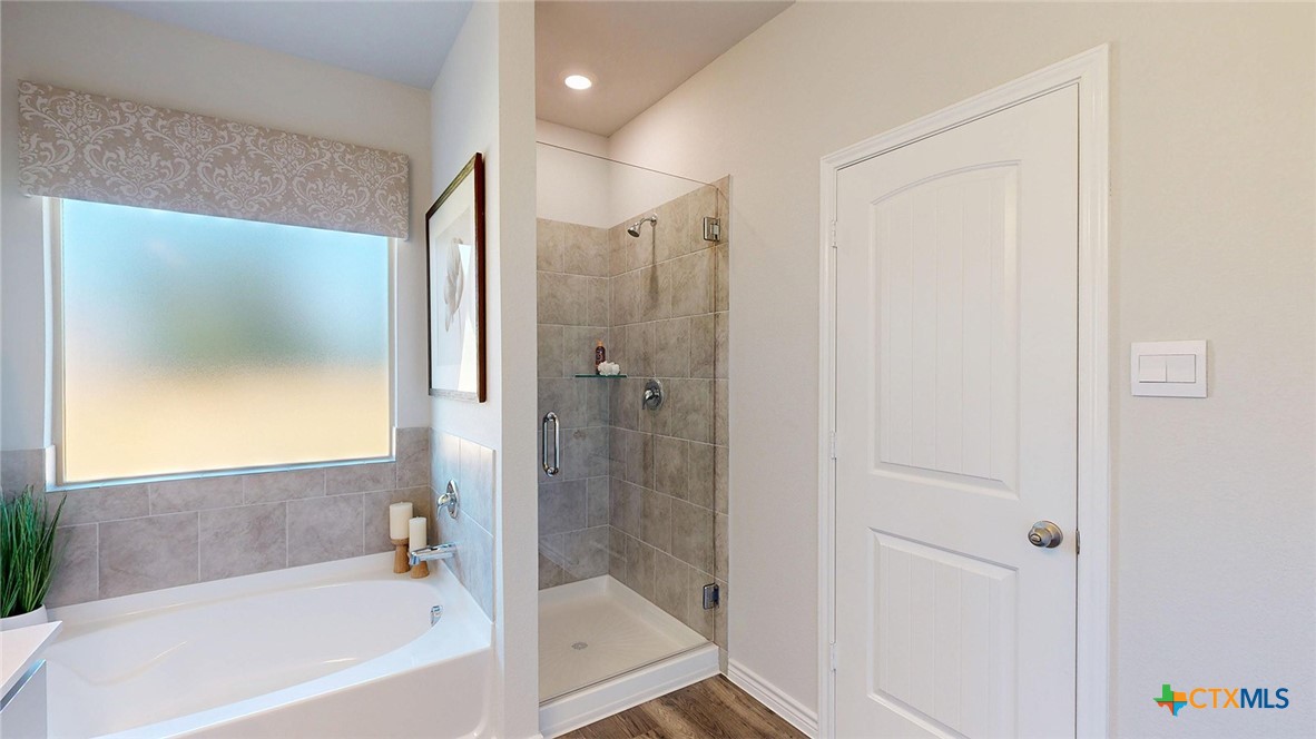 14096 Carsten Loop Salado, TX 76571 - Photo 19 of 32 a bathroom with a bathtub and a shower