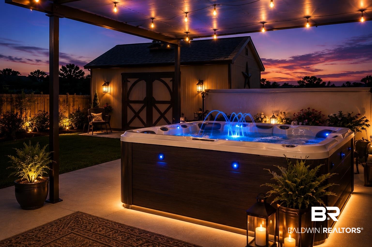 12523 Pheasant Run Elberta, AL 36530 - Photo 6 of 43 Outdoor hot tub featuring integrated lighting and water features