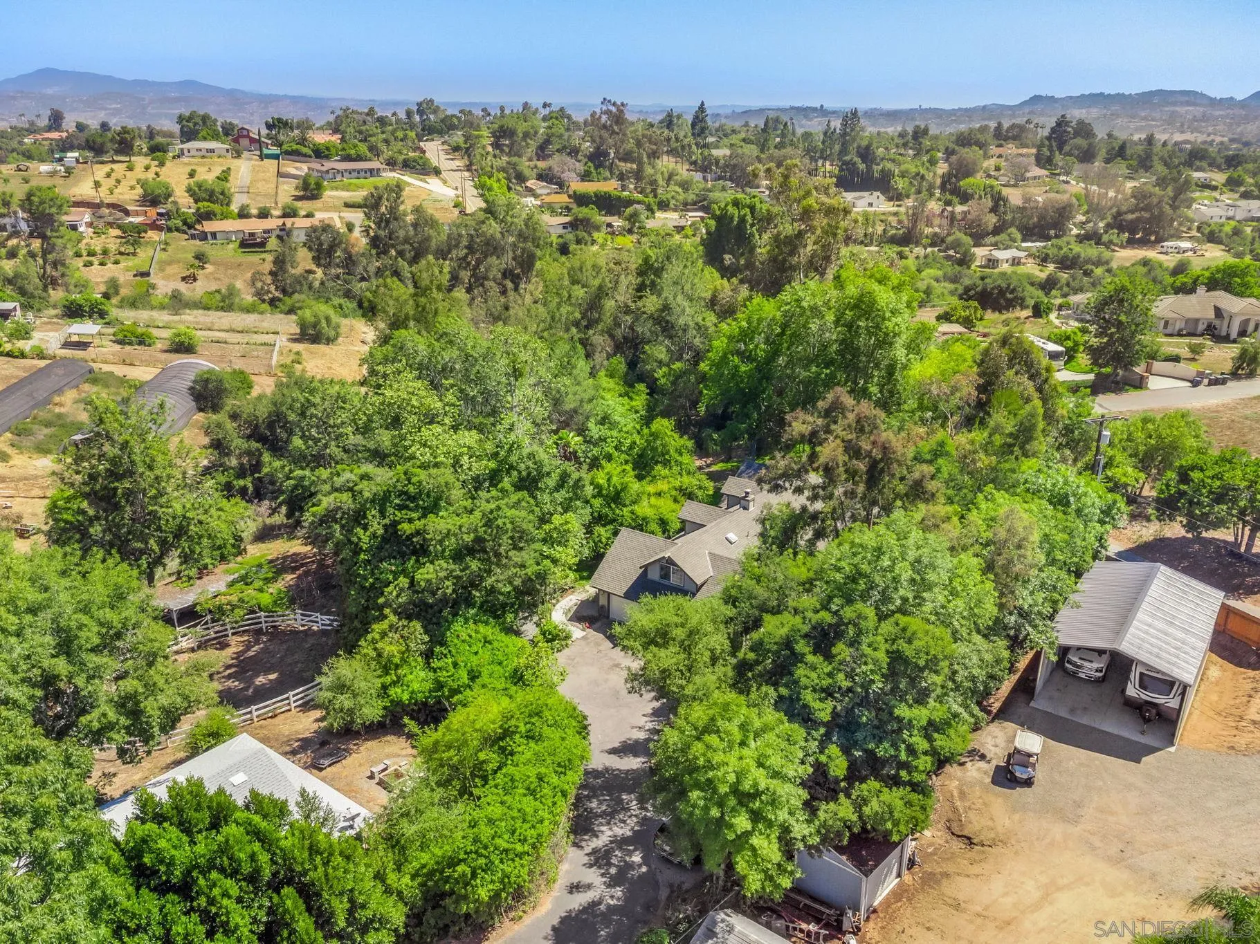 2029 Winterwarm Drive Fallbrook, CA 92028 - Photo 14 of 36 an aerial view of residential house with outdoor space and trees all around