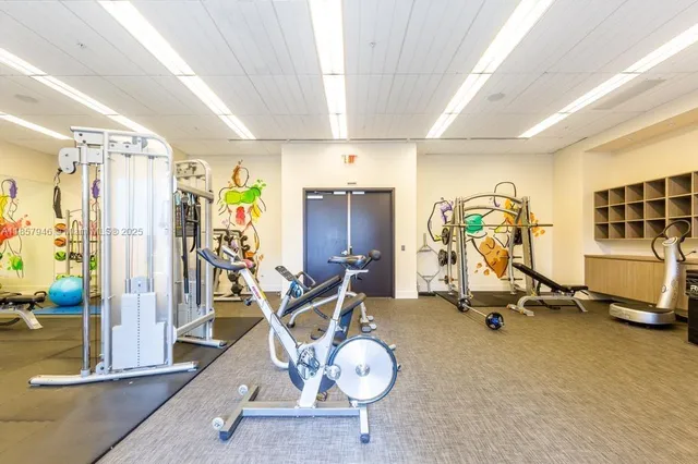 a view of a room with gym equipment