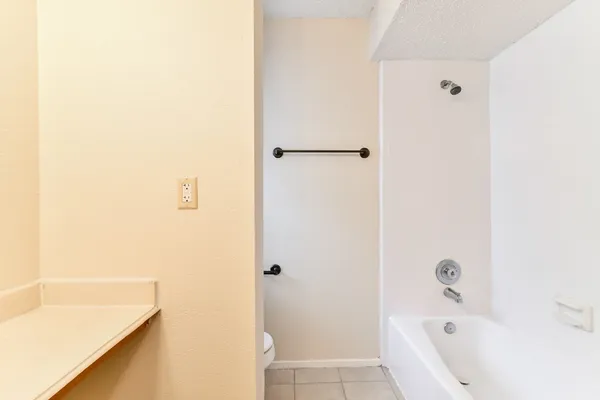 a bathroom with a bathtub