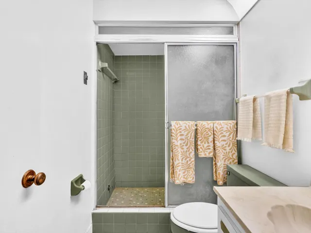 a bathroom with a shower